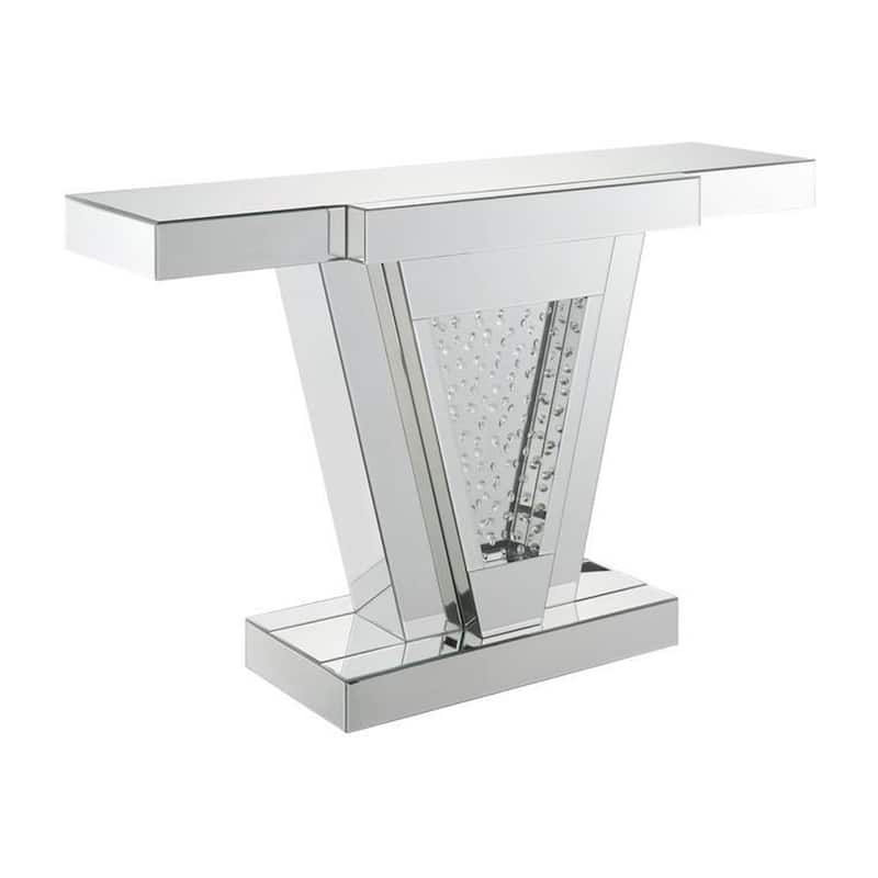 Wood and Mirror Console Table with Faux Crystals Inlay, Clear ...