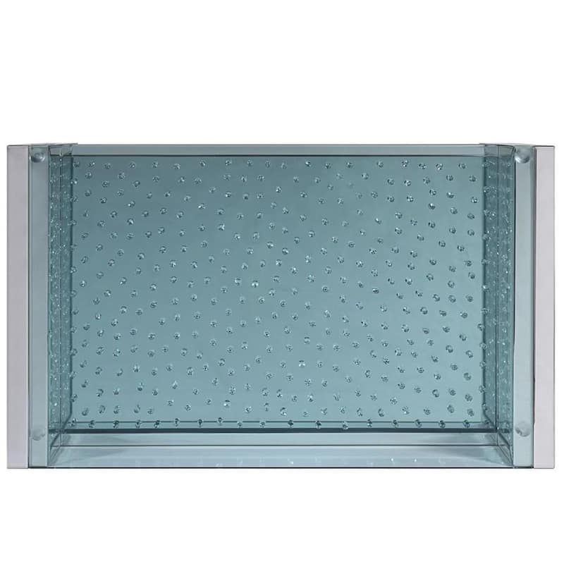 Wood and Mirror Coffee Table with Studded Faux Crystals, Clear