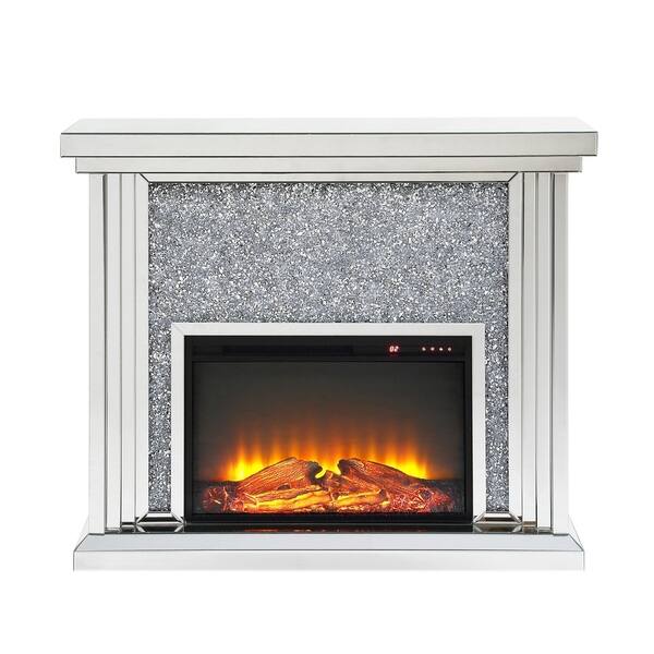Shop Wood And Mirror Electric Fireplace With Faux Crystals Inlay
