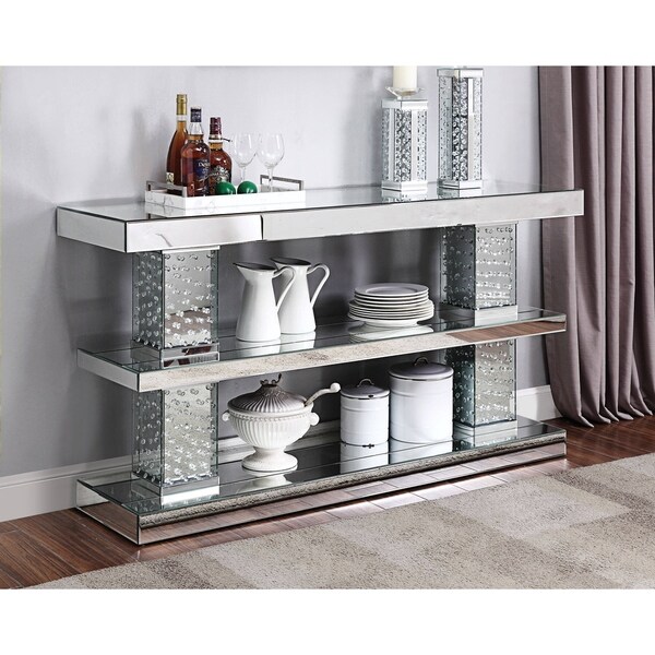 mirrored console table with shelf