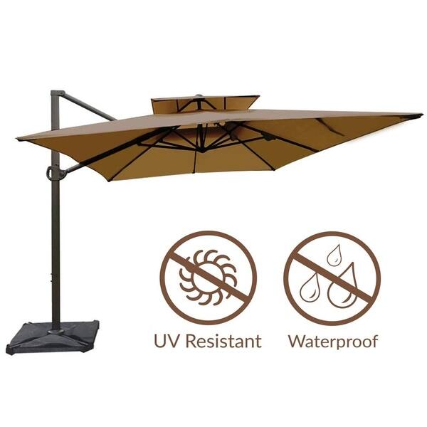 Shop Black Friday Deals On 9ft X 12ft Rectangular Offset Cantilever Umbrella Dual Wind Vent Patio Hanging Umbrella With Cross Base Cocoa Overstock 28501223