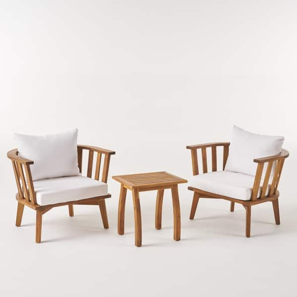 Barton Outdoor 2 Seater Acacia Wood Club Chairs and Side Table Set by