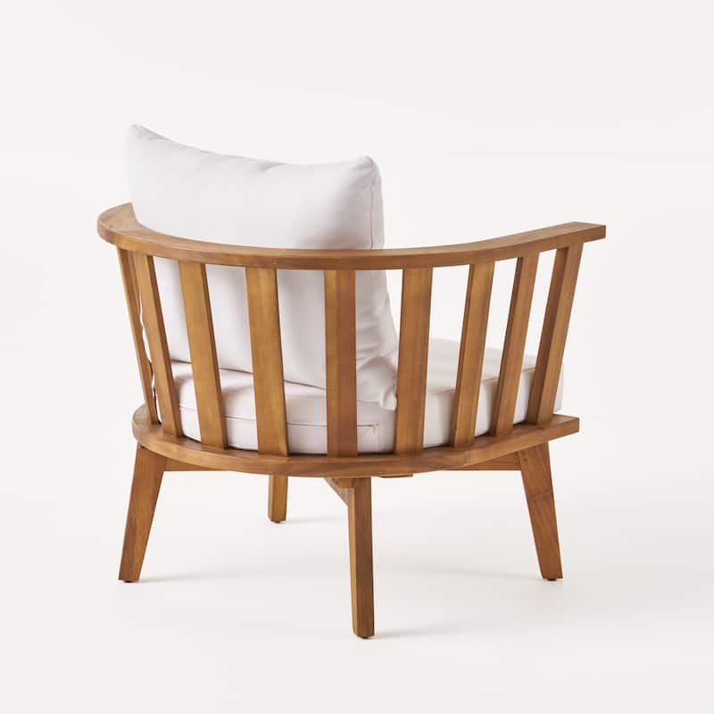 Barton Outdoor 2 Seater Acacia Wood Club Chairs and Side Table Set by Christopher Knight Home