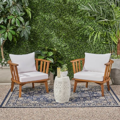 Palmo Outdoor 2 Seater Acacia Wood Club Chairs and Side Table Set by Christopher Knight Home