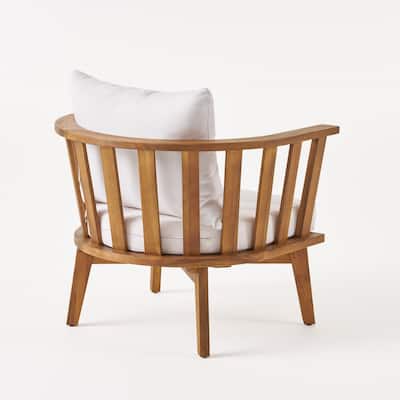 Chilian Outdoor 2 Seater Acacia Wood Club Chairs and Side Table Set by Christopher Knight Home