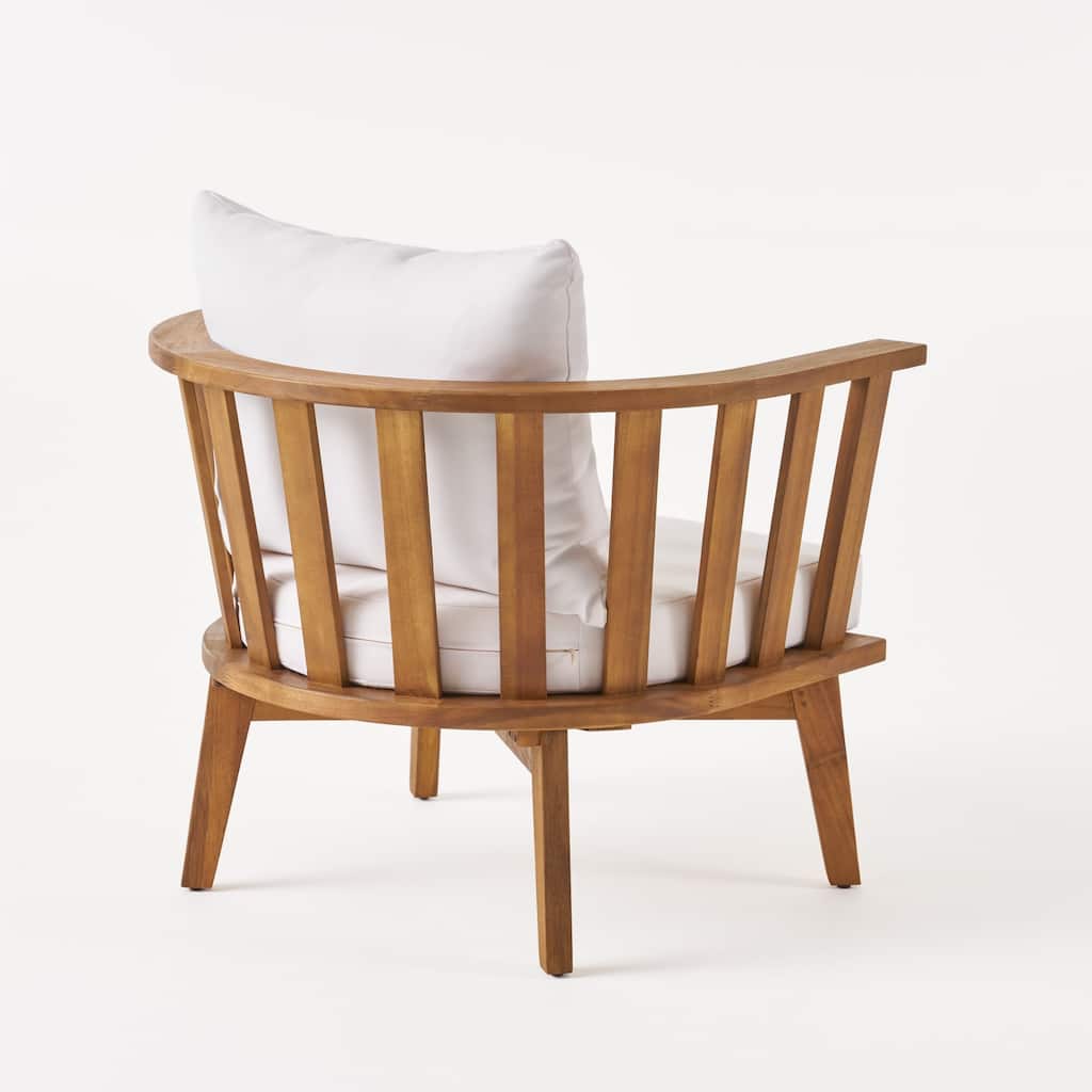 Chilian Outdoor 2 Seater Acacia Wood Club Chairs and Side Table Set by Christopher Knight Home