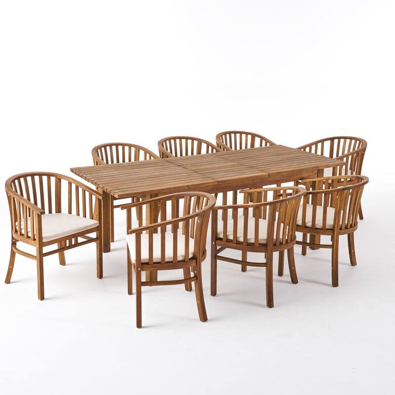 Alondra Acacia Wood Dining Set by Christopher Knight Home - Teak Finish/Cream
