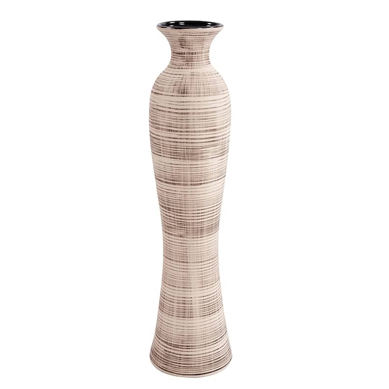 Allan Andrews Tall Ceramic Neutral Striped Vase