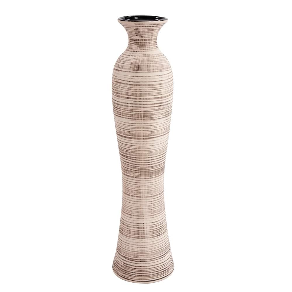 Allan Andrews Tall Ceramic Neutral Striped Vase