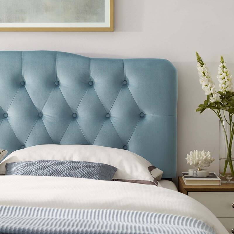 Carson Carrington Labbetorp Twin Diamond Tufted Velvet Headboard
