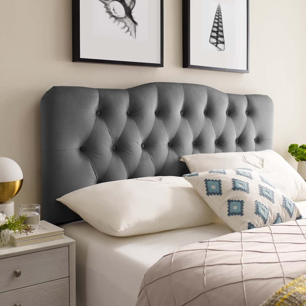 Carson Carrington Labbetorp Full Diamond Tufted Velvet Headboard