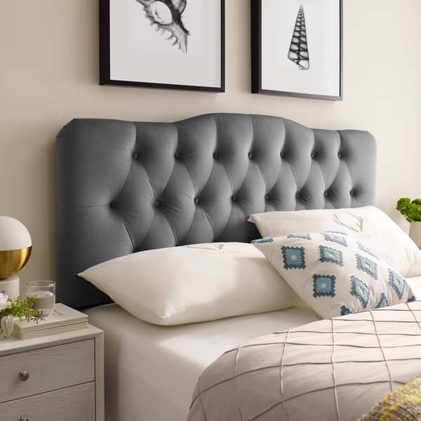 slide 2 of 27, Carson Carrington Labbetorp Queen Diamond Tufted Velvet Headboard