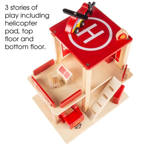 wooden firehouse playset