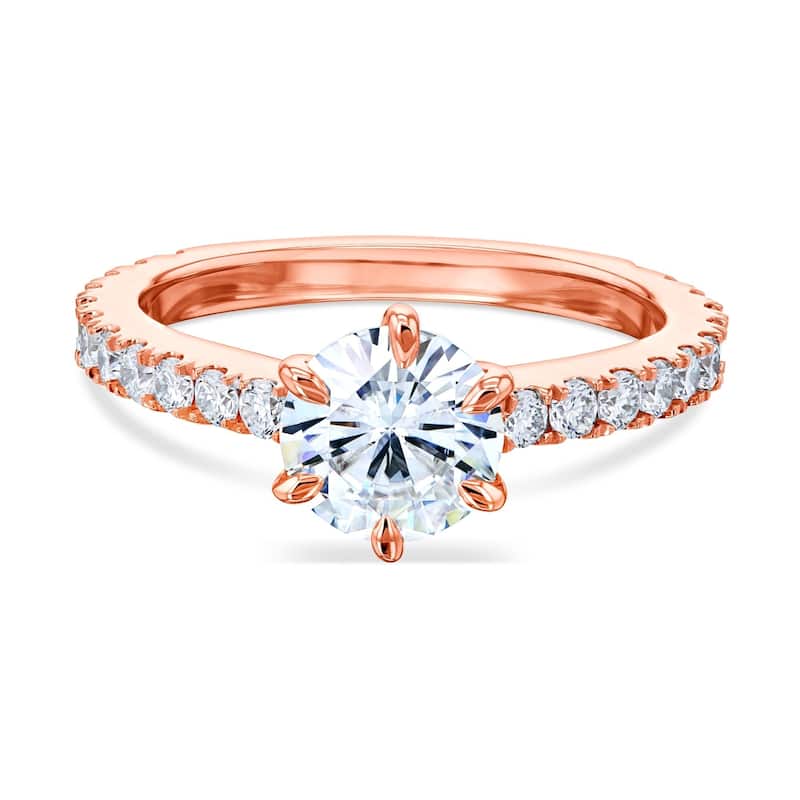 Annello by Kobelli 14k White Gold 1 1/2ct TGW Moissanite and Lab Grown Diamond Engagement Ring (GH/VS, DEF/VS)