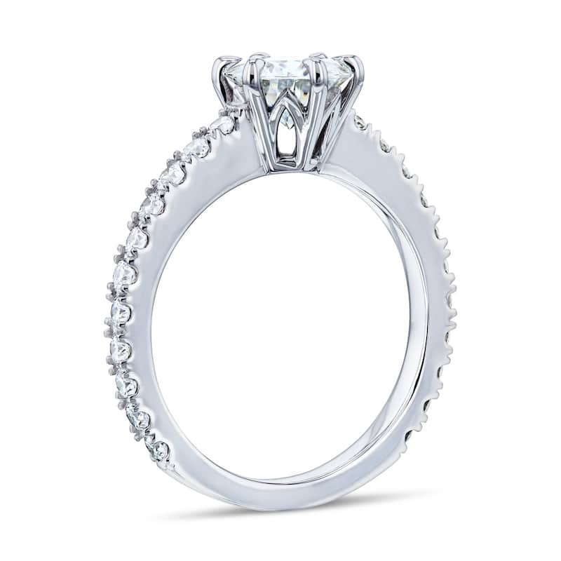 Annello by Kobelli 14k White Gold 1 1/2ct TGW Moissanite and Lab Grown Diamond Engagement Ring (GH/VS, DEF/VS)