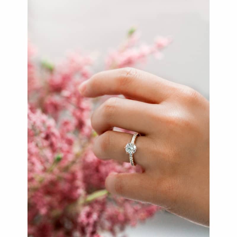 Annello by Kobelli 14k White Gold 1 1/2ct TGW Moissanite and Lab Grown Diamond Engagement Ring (GH/VS, DEF/VS)