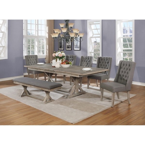 Best Quality Furniture 7-Piece Dining Set with Bench and 18 Inch Leaf. Opens flyout.