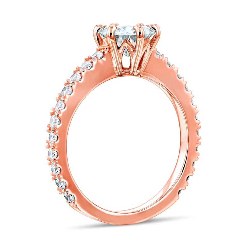 Annello by Kobelli 14k White Gold 1 1/2ct TGW Forever One Moissanite and Lab Grown Diamond Engagement Ring (DEF/VS)