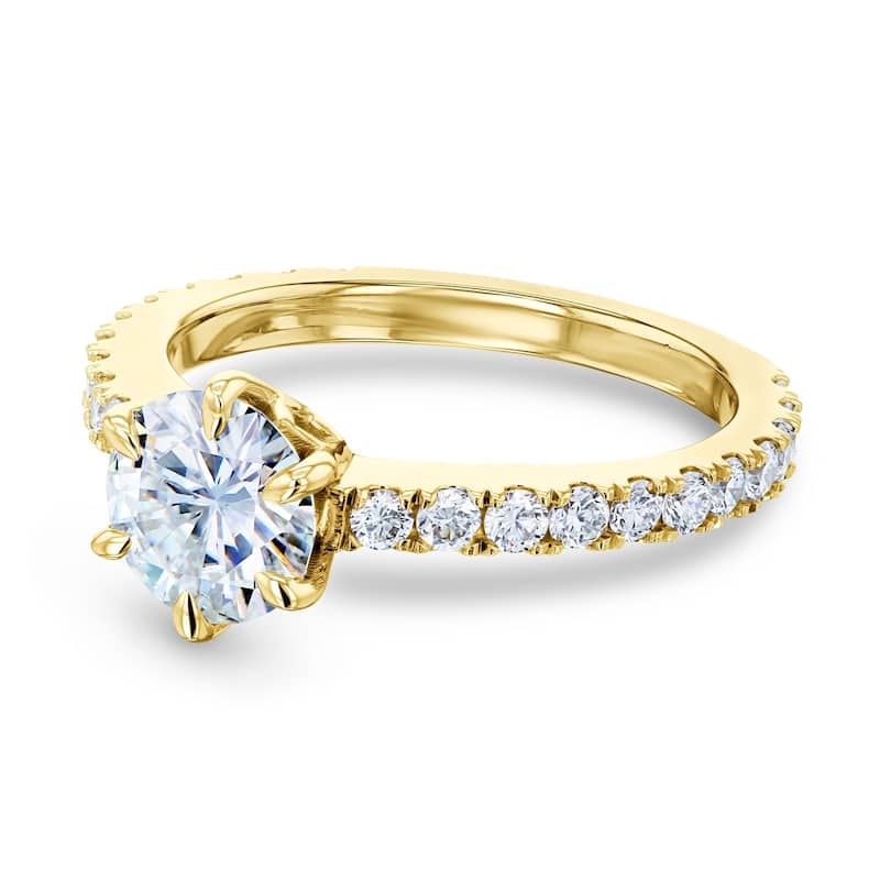 Annello by Kobelli 14k White Gold 1 1/2ct TGW Forever One Moissanite and Lab Grown Diamond Engagement Ring (DEF/VS)