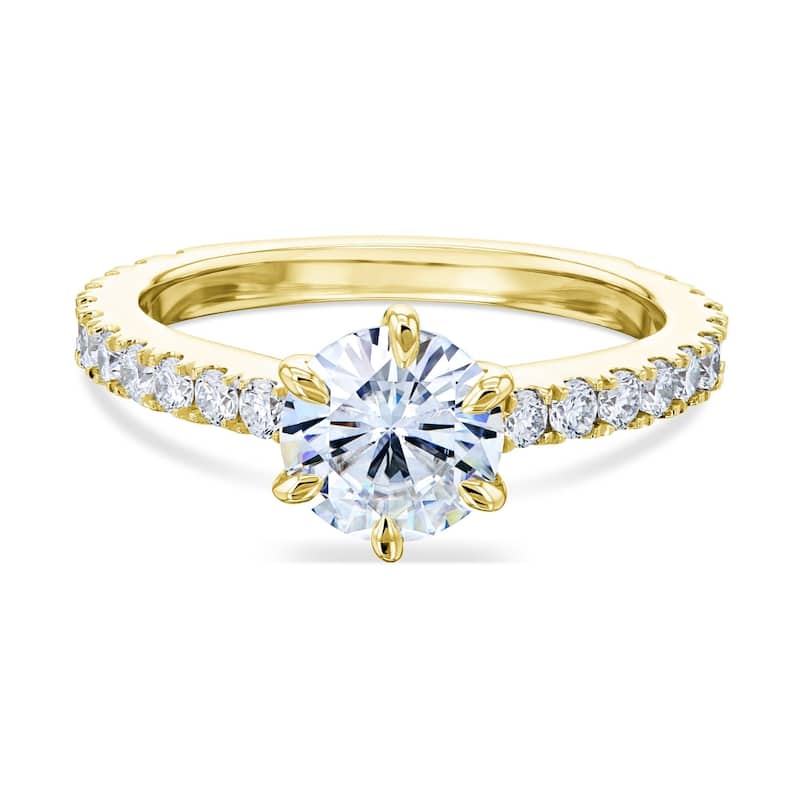Annello by Kobelli 14k White Gold 1 1/2ct TGW Forever One Moissanite and Lab Grown Diamond Engagement Ring (DEF/VS)