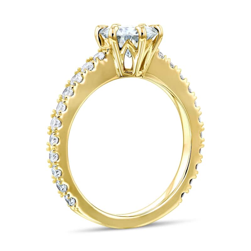 Annello by Kobelli 14k White Gold 1 1/2ct TGW Forever One Moissanite and Lab Grown Diamond Engagement Ring (DEF/VS)