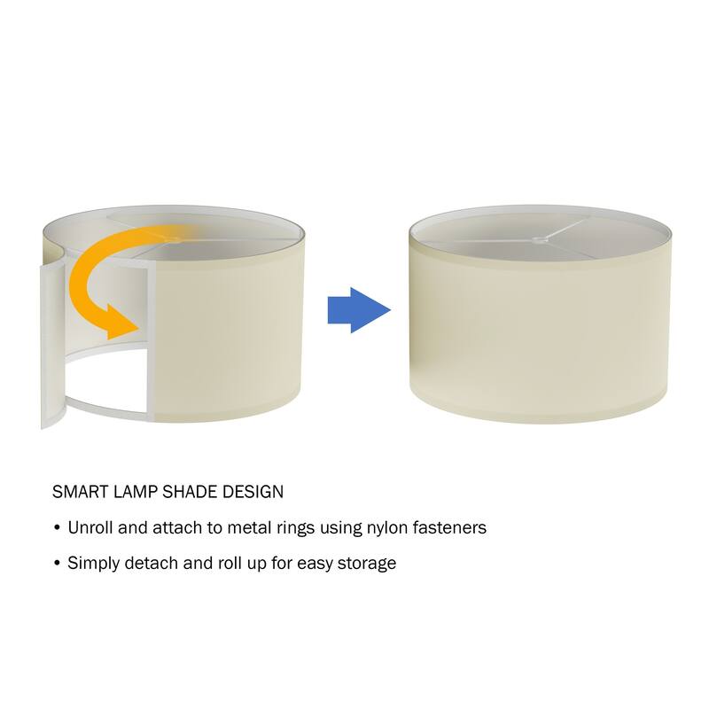 Floor Lamp End Table- Modern Rustic Side Table with Drum Shaped Shade by Lavish Home