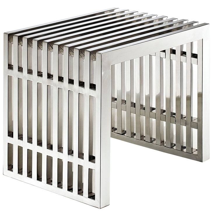 Gridiron Small Stainless Steel Bench in Silver - N/A