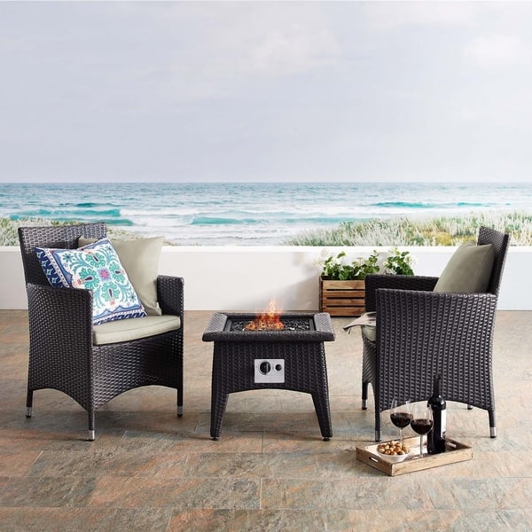 Shop Convene 3 Piece Set Outdoor Patio With Fire Pit Overstock