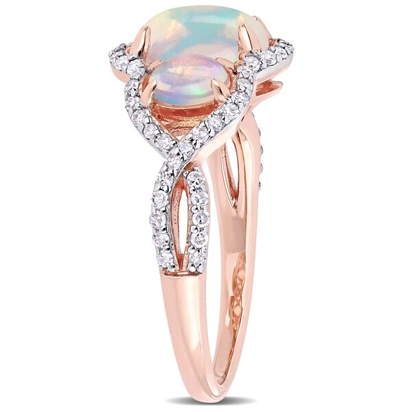 opal 3 stone ring