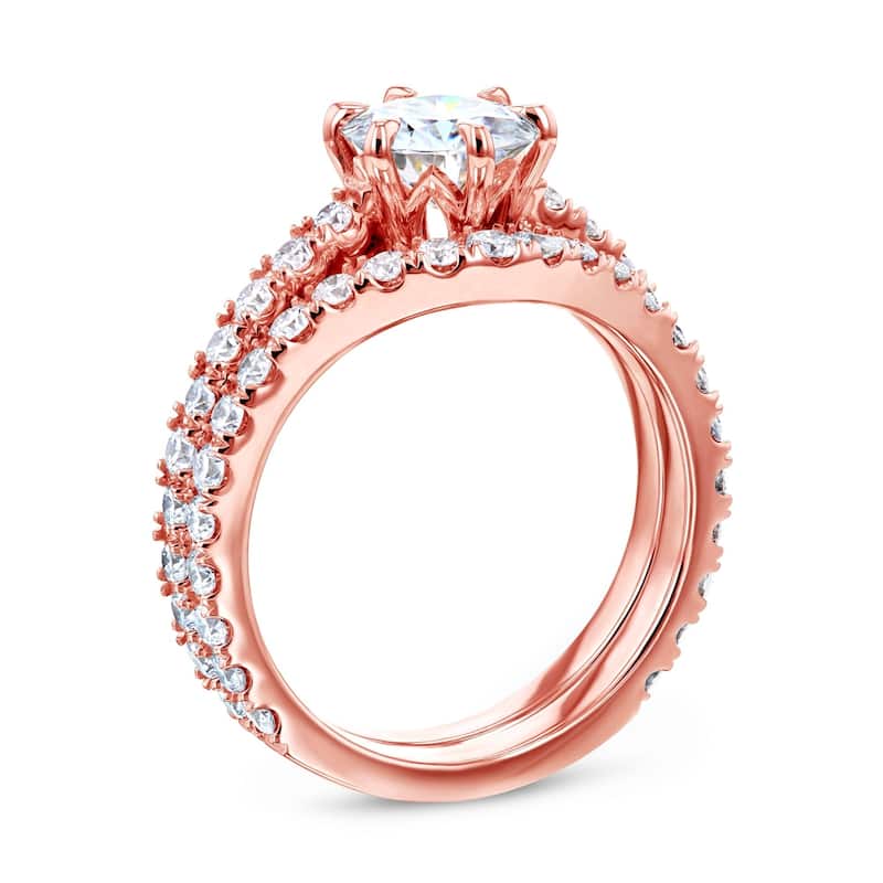 Annello by Kobelli 14k White Gold 2ct TGW Moissanite and Lab Grown Diamond Bridal Set (GH/VS, DEF/VS)