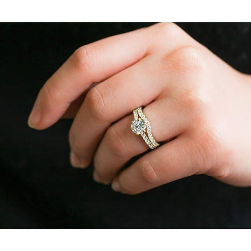 Annello by Kobelli 14k White Gold 2ct TGW Moissanite and Lab Grown Diamond Bridal Set (GH/VS, DEF/VS)