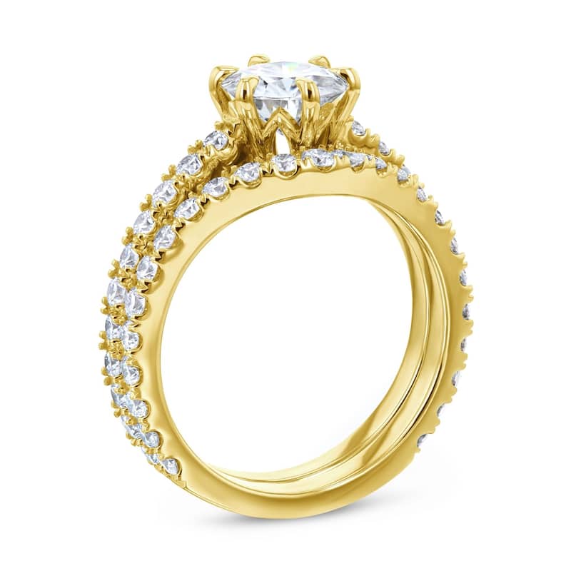 Annello by Kobelli 14k White Gold 2ct TGW Moissanite and Lab Grown Diamond Bridal Set (GH/VS, DEF/VS)