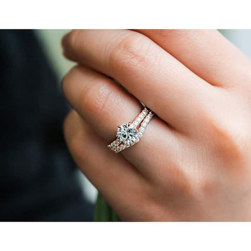 Annello by Kobelli 14k White Gold 2ct TGW Moissanite and Lab Grown Diamond Bridal Set (GH/VS, DEF/VS)
