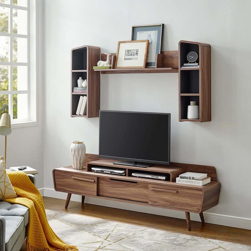 Omnistand 2 Piece Entertainment Center - Walnut Gray