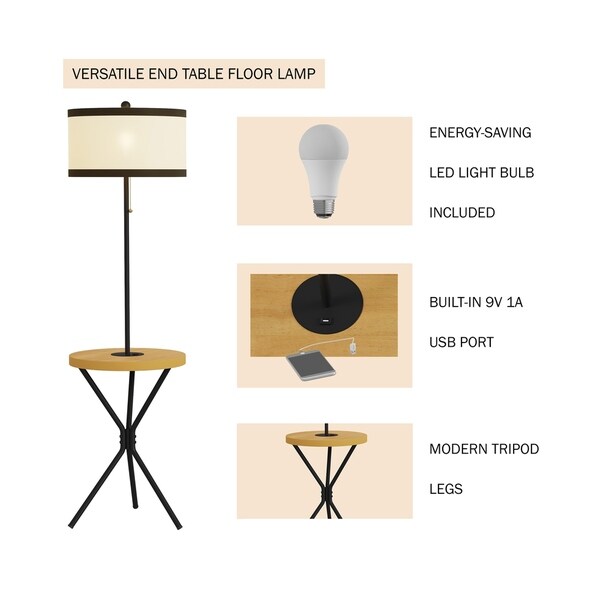 end table with built in lamp and usb