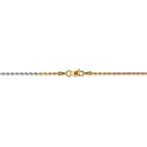 1.5mm 14K Tri-Color Gold Rope Anklet