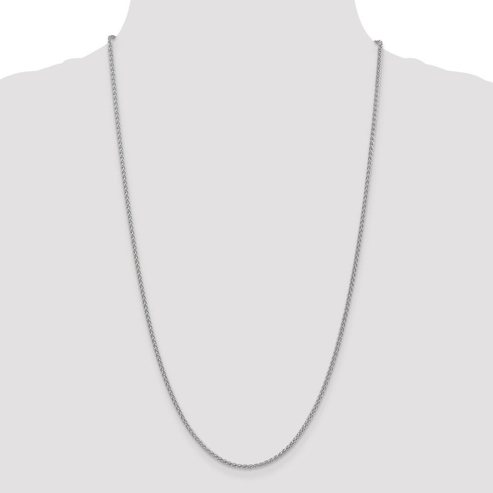 Length 9 in 14k White Gold 2mm Solid Polished Spiga Chain 14 kt White Gold