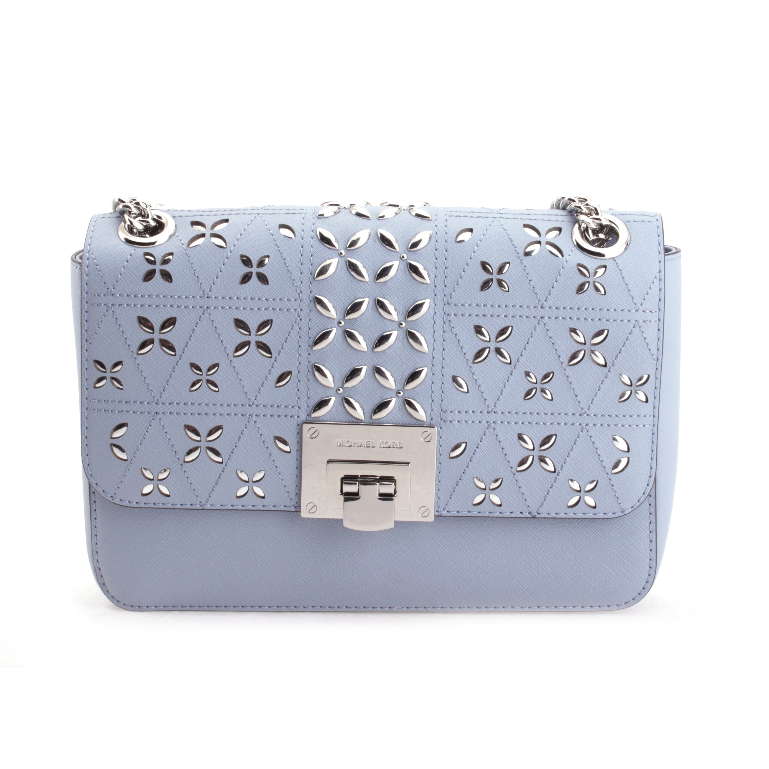 michael kors blue studded handbag