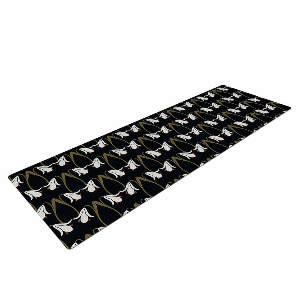 Mayacoa Studio "Lilies" Floral Black Yoga Mat