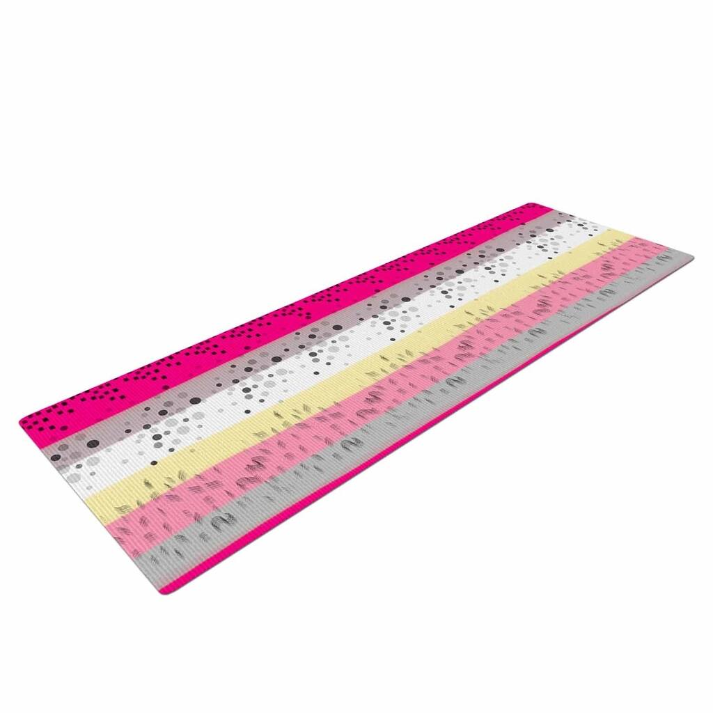 Mukta Lata Barua "Abstract Waves" Multicolor Pastel Abstract Pattern Digital Illustration Yoga Mat - Pink