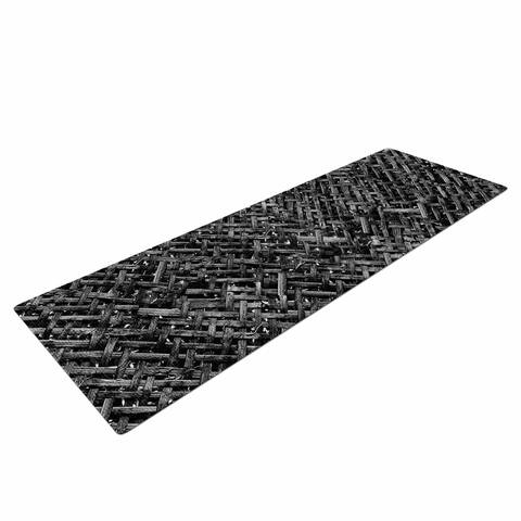 Susan Sanders "Charcoal Grey Bamboo Weave" Gray Black Photography Yoga Mat