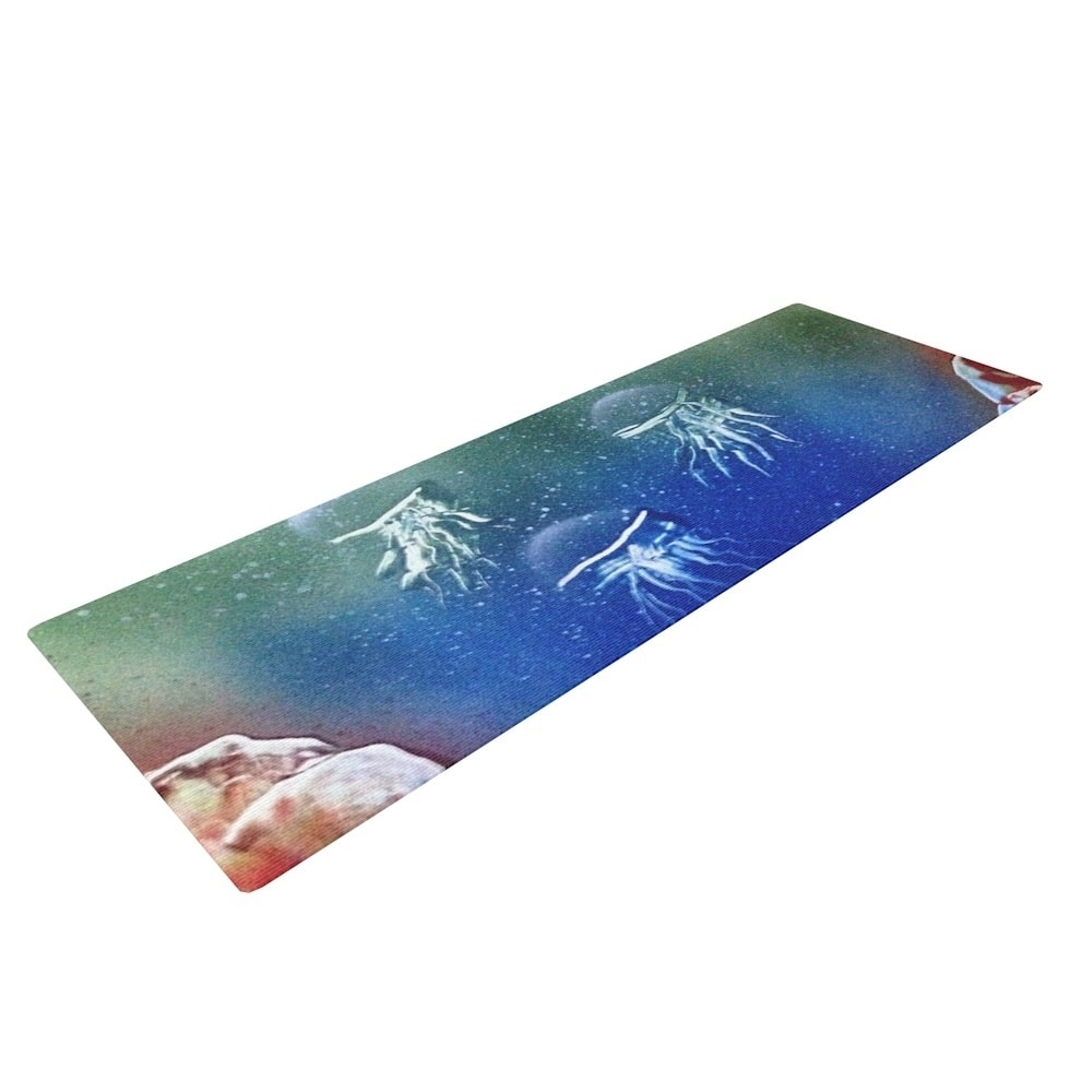 Infinite Spray Art "Underwater Aliens" Blue Jellyfish Yoga Mat