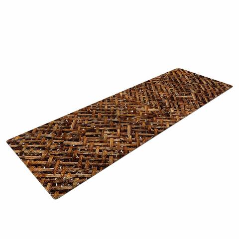 Susan Sanders "Brown Bamboo Basket Weave" Brown Tan Photography Yoga Mat