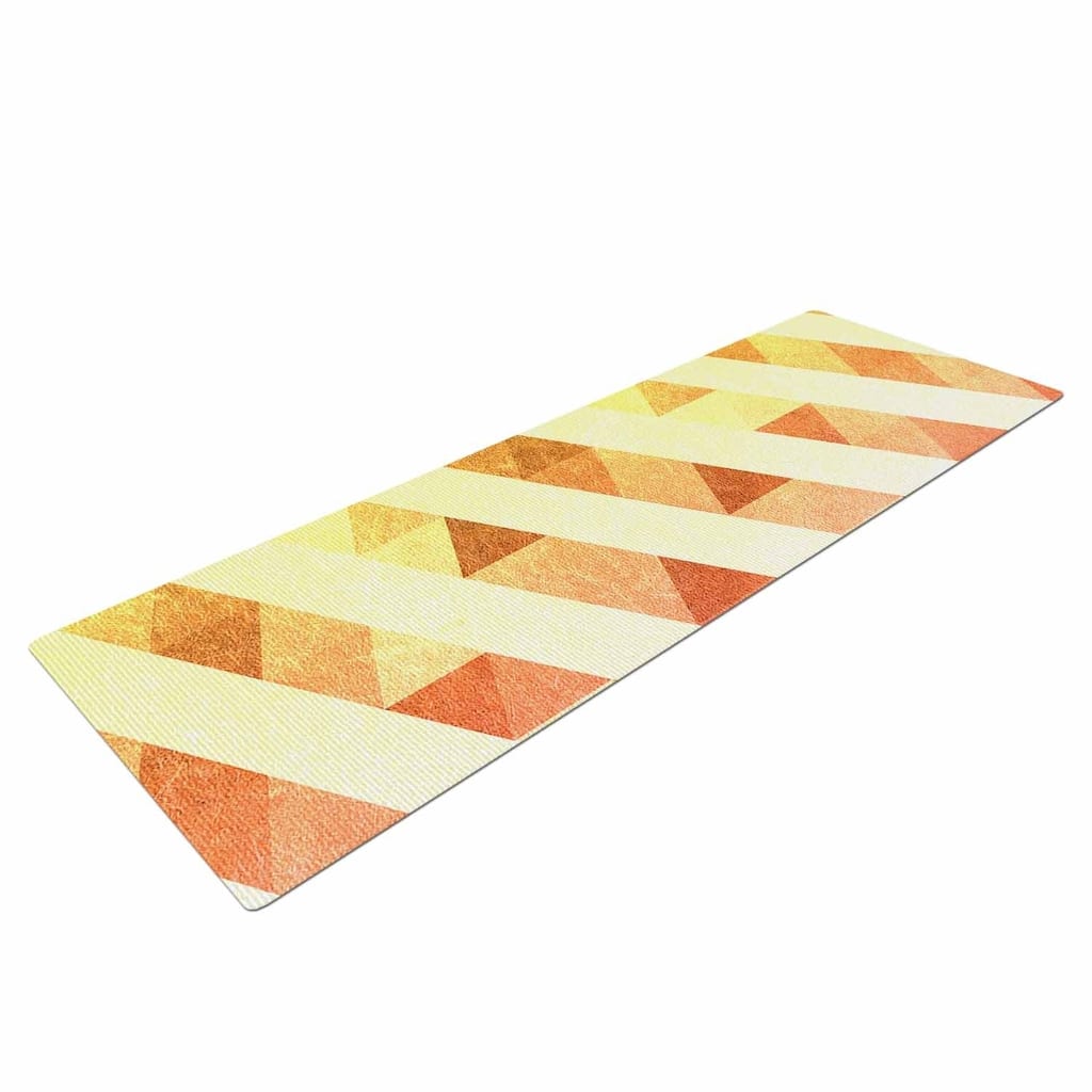 Tobe Fonseca "Triangles Lines Pattern" Pink Yellow Digital Yoga Mat