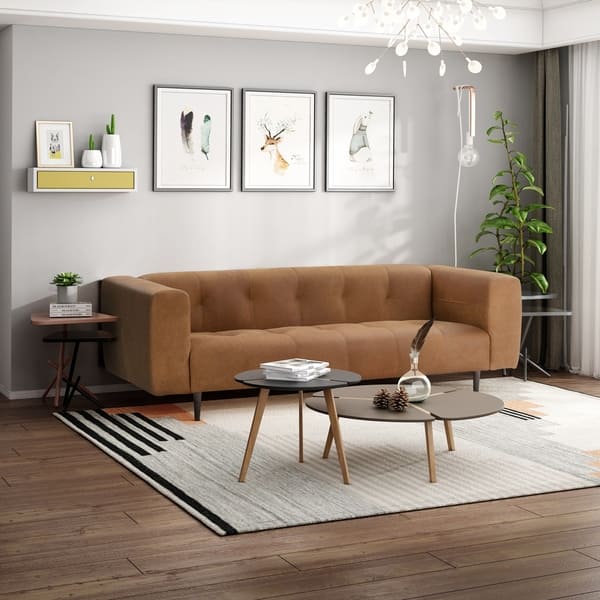 Poly And Bark Brant Leather Sofa In Derby Tan On Bark Brant Leather Sofa In Derby Tan
