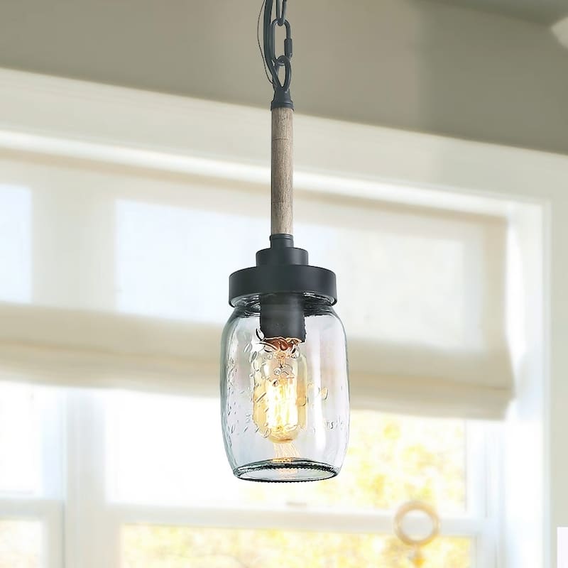 The Gray Barn Farmhouse/ Industrial Mason Jar Glass Antique Pendant 1-light Fixture - D4.1"*H14.6"