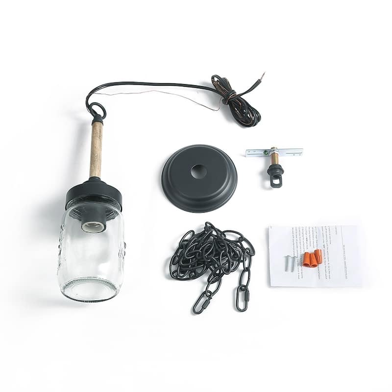 The Gray Barn Farmhouse/ Industrial Mason Jar Glass Antique Pendant 1-light Fixture - D4.1"*H14.6"