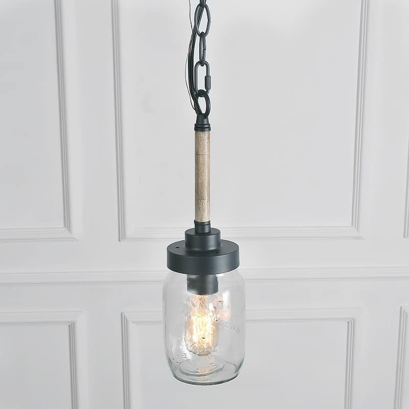 The Gray Barn Farmhouse/ Industrial Mason Jar Glass Antique Pendant 1-light Fixture - D4.1"*H14.6"