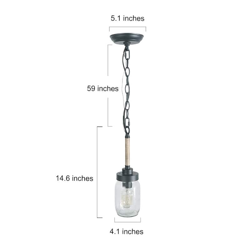 The Gray Barn Farmhouse/ Industrial Mason Jar Glass Antique Pendant 1-light Fixture - D4.1"*H14.6"
