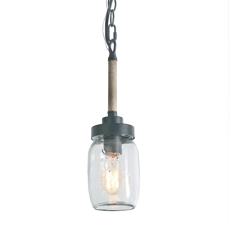 The Gray Barn Farmhouse/ Industrial Mason Jar Glass Antique Pendant 1-light Fixture - D4.1"*H14.6"
